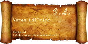 Veres Lőrinc névjegykártya